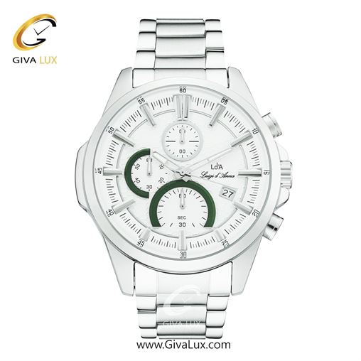 ساعت مچی اورجینال مردانه LdA سه موتوره کرنوگراف نقره ای | نقره ای| نقره ای| کد رفرنس 2493